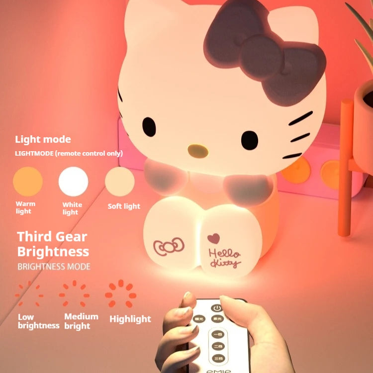 Kawaii Sanrio Hello Kitty Pat Night Light Girls Bedroom Bedlight Anime Hellokitty Night Lamp Desktop Decor Ornaments Girls Gift