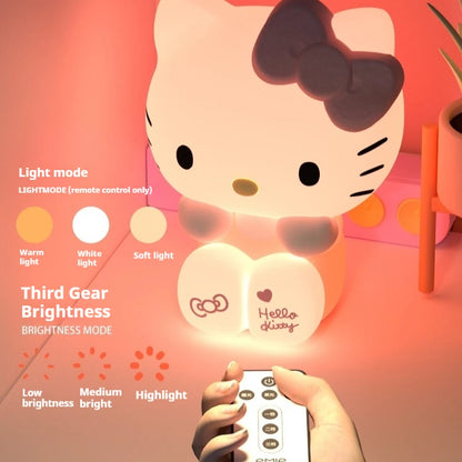 Kawaii Sanrio Hello Kitty Pat Night Light Girls Bedroom Bedlight Anime Hellokitty Night Lamp Desktop Decor Ornaments Girls Gift