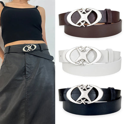 Desinger Belts For Women Y2K Punk Cross Strar Buckle Black Gothic Pu Leather Jeans Pants Belt Girls And Boys Waistband