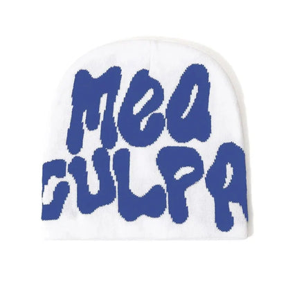 Women's "MEA CULPA" Hip Hop Knit Cap Unisex Y2K Cold Hat Men's Fashion Stretch Thermal Beanie