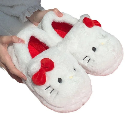 Sanrio Hello Kitty Plush Cotton Slipper Anime Cute Student Room Decor Bathroom Accessories Y2k Cotton Shoes Girl Birthday Gift