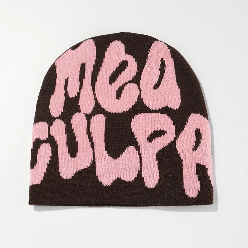 Women's "MEA CULPA" Hip Hop Knit Cap Unisex Y2K Cold Hat Men's Fashion Stretch Thermal Beanie