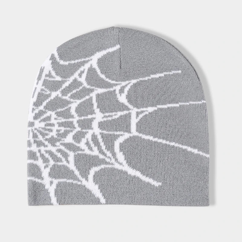 Unisex Spider Web Hip Hop Knit Beanie Men's Y2K Stretch Warm Hat Women's Fashion Cap Out door Sun Protection