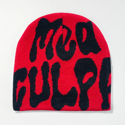 Women's "MEA CULPA" Hip Hop Knit Cap Unisex Y2K Cold Hat Men's Fashion Stretch Thermal Beanie