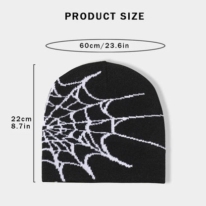 Unisex Spider Web Hip Hop Knit Beanie Men's Y2K Stretch Warm Hat Women's Fashion Cap Out door Sun Protection