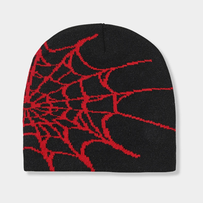 Unisex Spider Web Hip Hop Knit Beanie Men's Y2K Stretch Warm Hat Women's Fashion Cap Out door Sun Protection