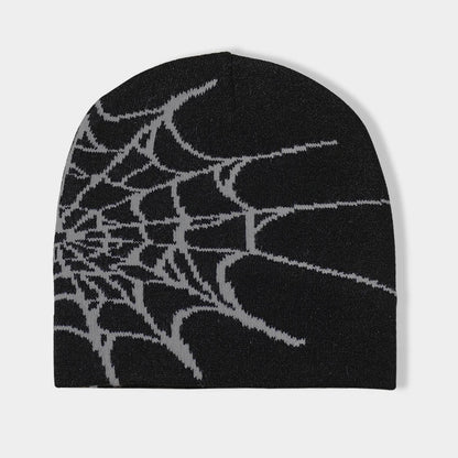 Unisex Spider Web Hip Hop Knit Beanie Men's Y2K Stretch Warm Hat Women's Fashion Cap Out door Sun Protection