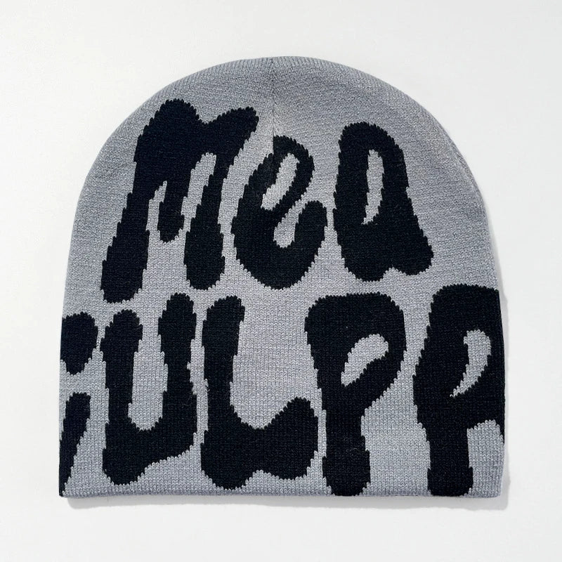 Women's "MEA CULPA" Hip Hop Knit Cap Unisex Y2K Cold Hat Men's Fashion Stretch Thermal Beanie