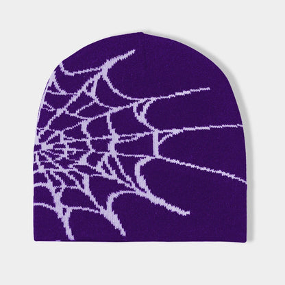 Unisex Spider Web Hip Hop Knit Beanie Men's Y2K Stretch Warm Hat Women's Fashion Cap Out door Sun Protection